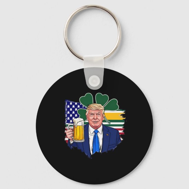 Make St Patrick's Day Great Again Funny Trump Iris Keychain (Front)
