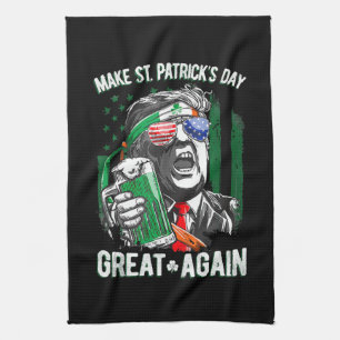 Make St Patrick's Day Great Again Funny Trump Kitchen Towel