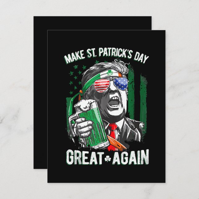 Make St Patrick's Day Great Again Funny Trump Note Card (Front/Back)