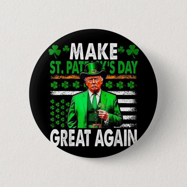 Make St Patricks Day Great Again Irish American Fl Button (Front)