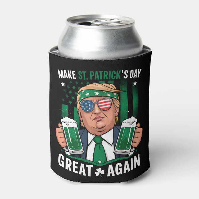Make St Patrick's Day Great Again Irish Trump Can Cooler (Can Front)