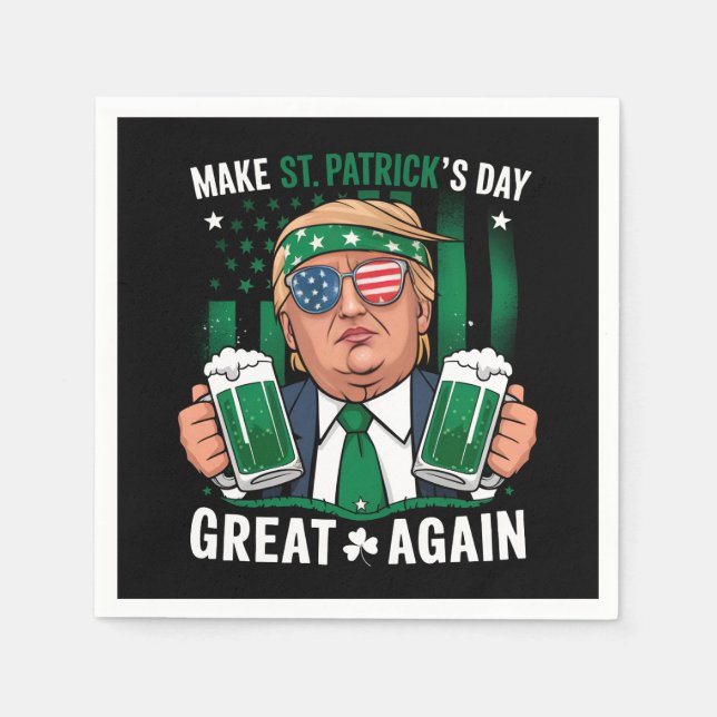 Make St Patrick's Day Great Again Irish Trump Napkins (Front)