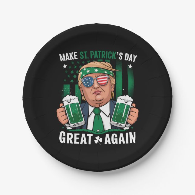 Make St Patrick's Day Great Again Irish Trump Paper Plates (Front)