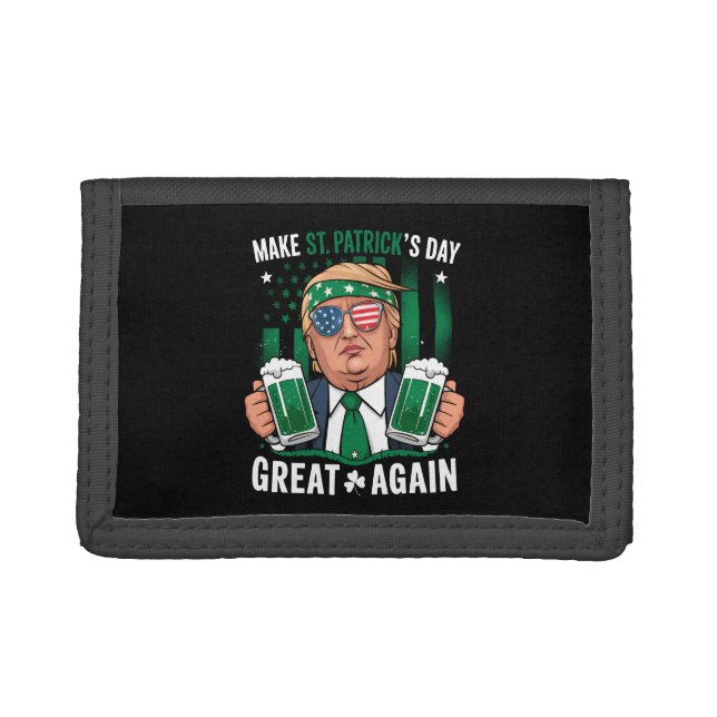 Make St Patrick's Day Great Again Irish Trump Trifold Wallet (Front)