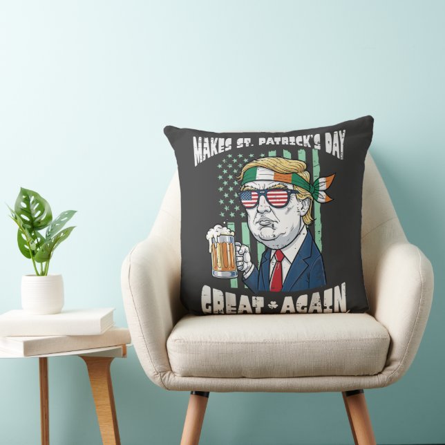 Make St Patricks Day Great Again Saint Paddys Throw Pillow (Chair)