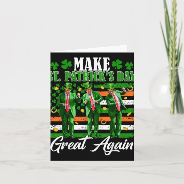 Make St Patricks Day Great Again Trump Dancing Usa Card (Front)