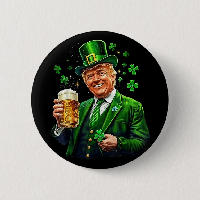 Make St Patricks Day Great Again Trump Irish Ameri Button (Front)