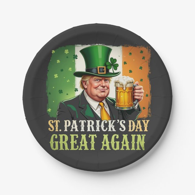 Make St. Patrick's Great Again Trump Irish  Paper Plates (Front)