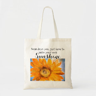 Make Sunshine Sunflower Watercolor Art Tote Bag