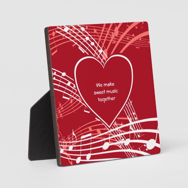 MAKE SWEET MUSIC | Heart Musical Notes | VALENTINE Plaque (Front)
