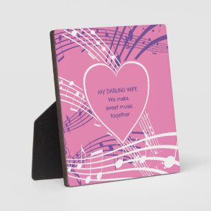 MAKE SWEET MUSIC Valentine Heart Darling Wife Plaque