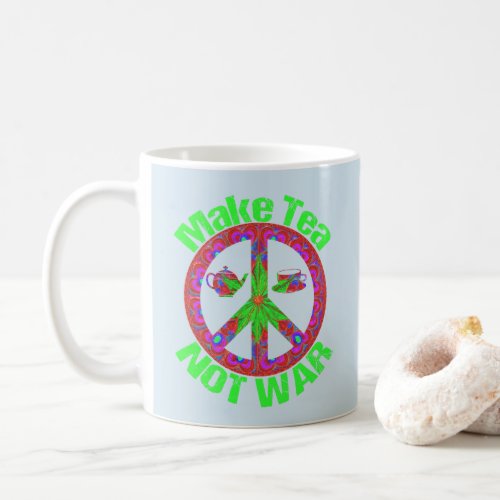 Make Tea Not War Vintage Look Hippie Peace Mug