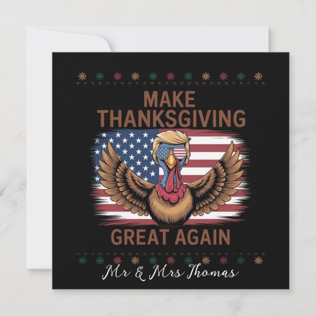  Make Thanksgiving Great Again Funny Trump Turkey Invitation (Front)