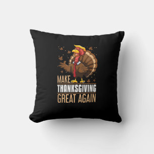 Make Thanksgiving Great Again Funny Turkey Trumpki Throw Pillow