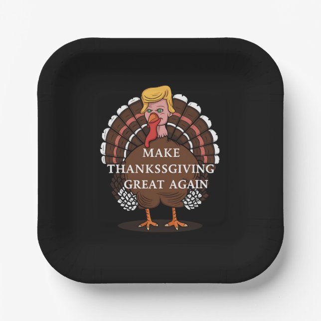 Make Thanksgiving Great Again Trump Turkey 2024  Paper Plates (Front)