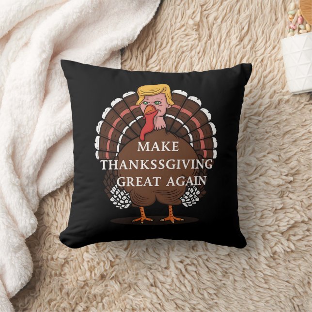 Make Thanksgiving Great Again Trump Turkey 2024  Throw Pillow (Blanket)