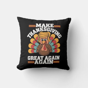 Make Thanksgiving Great Again Trump Turkey 2024 Throw Pillow