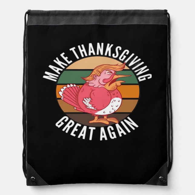 Make Thanksgiving Great Again Trumpkin –  Hallowee Drawstring Bag (Front)