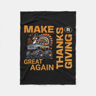 Make Thanksgiving Great Again Turkey Funny 2024 Fleece Blanket