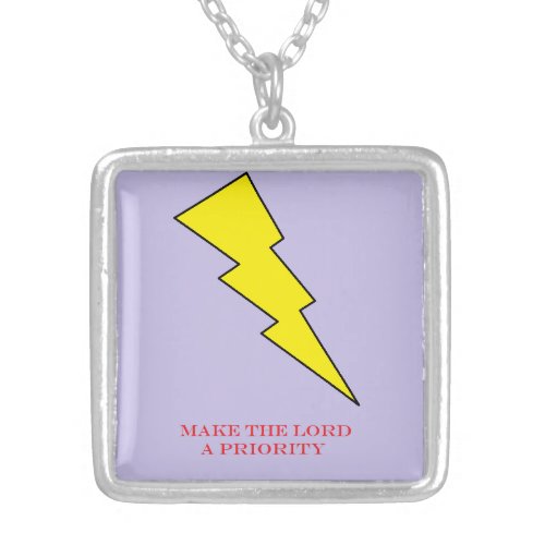 Make the Lord a Priority Drawing Silver Plated Necklace