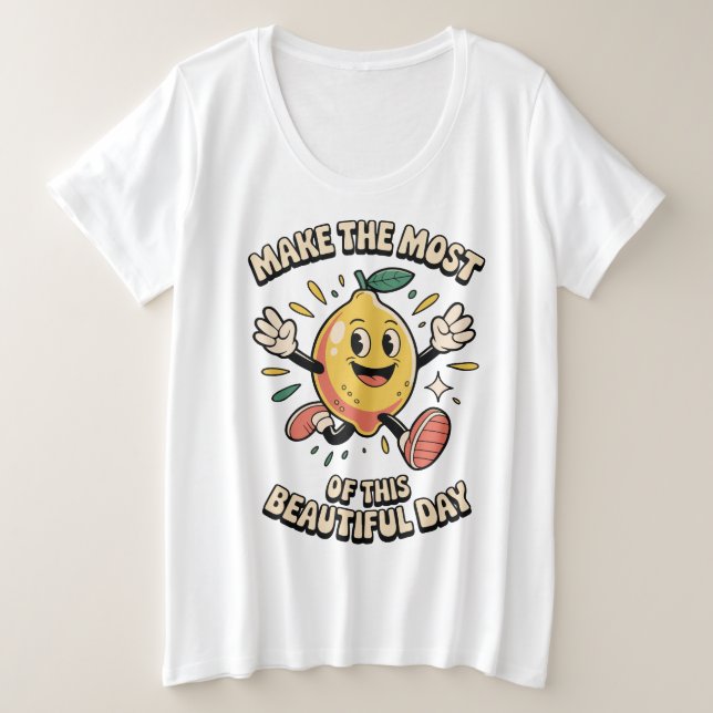 Make the Most – Happy Lemon Women's Plus Size T-Shirt (Design Front)