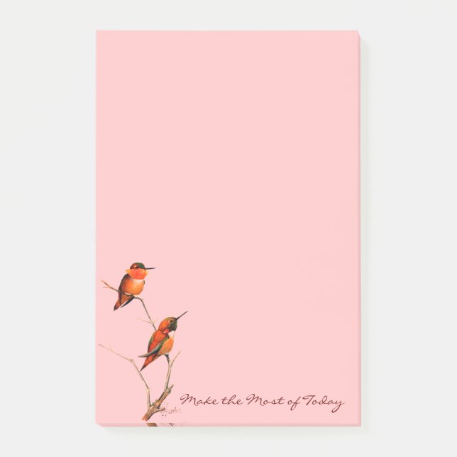Make the Most of Today: Rufous Hummingbirds Art Post-it Notes (Front)