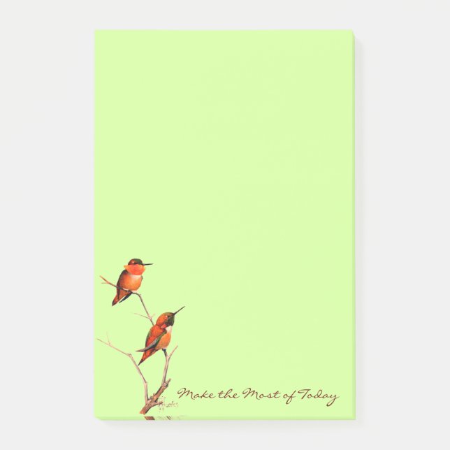 Make the Most of Today: Rufous Hummingbirds Art Post-it Notes (Front)