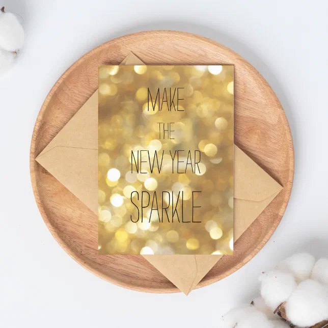 Make the New Year Sparkle Gold Glitter New Year's Postcard | Zazzle