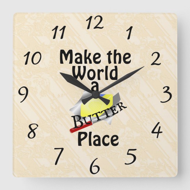 Make the World a Butter Place Wall Clock (Front)