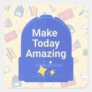 Make Today Amazing Blue Backpack School Sticker