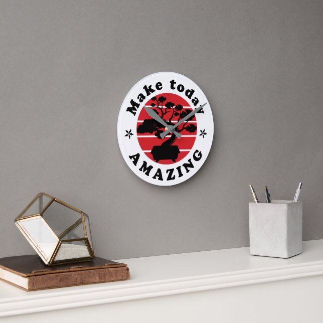 Make Today Amazing Bonsai Tree Round Clock (Office)