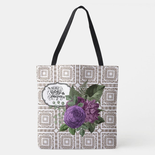 Make Today Amazing Geometric Floral Tote Bag (Front)
