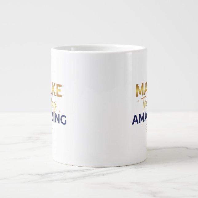 Make Today Amazing Gold Navy Sun Design Giant Coffee Mug (Front)
