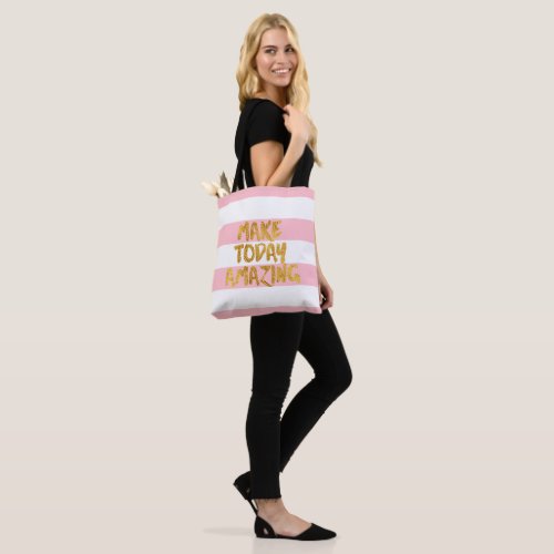 Make Today Amazing Pink  Gold Personalized Tote Bag