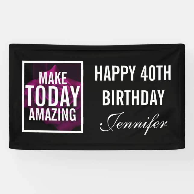 Make today Amazing Purple Rose Birthday Banner (Horizontal)
