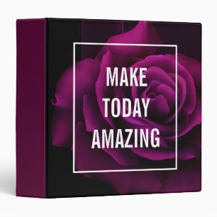 Make today Amazing Purple Rose Inspirational 3 Ring Binder