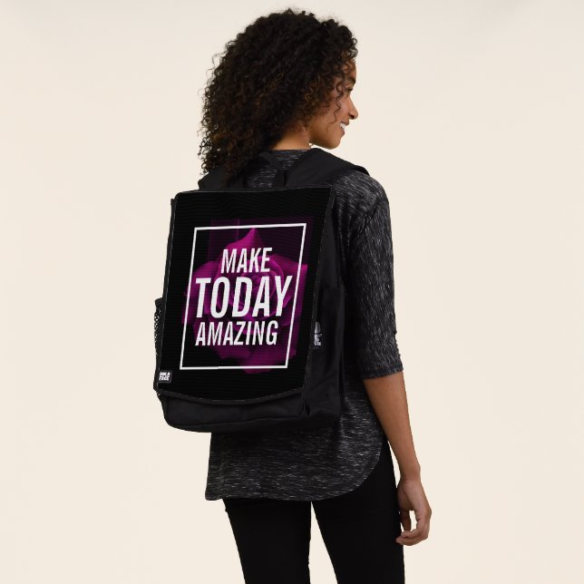 Make today Amazing Purple Rose Inspirational Backpack (Worn)