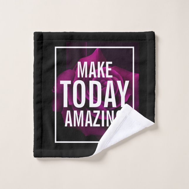 Make today Amazing Purple Rose Inspirational Bath Towel Set (Wash Cloth)