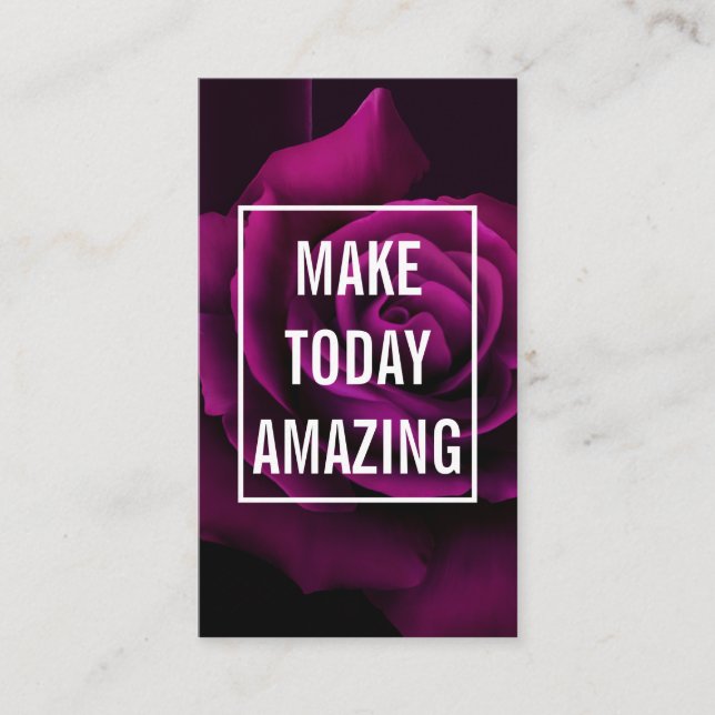 Make today Amazing Purple Rose Inspirational Business Card (Front)