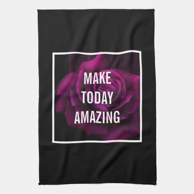 Make today Amazing Purple Rose Inspirational Kitchen Towel (Vertical)