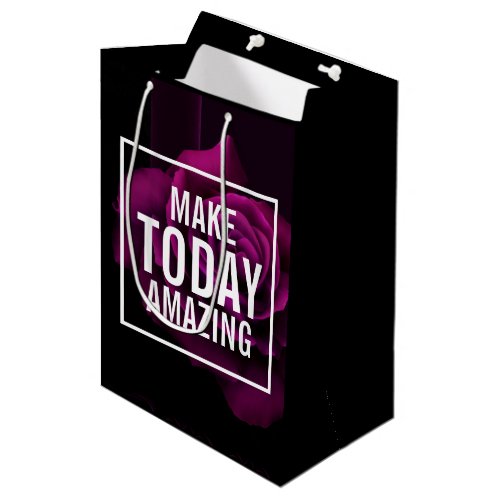 Make today Amazing Purple Rose Inspirational Medium Gift Bag