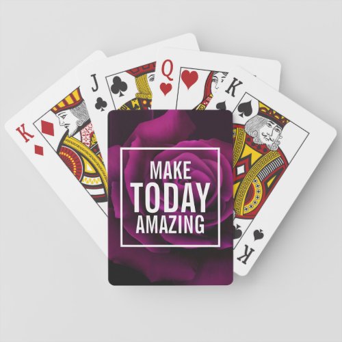 Make today Amazing Purple Rose Inspirational Poker Cards
