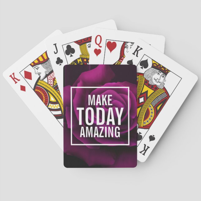 Make today Amazing Purple Rose Inspirational Poker Cards (Back)