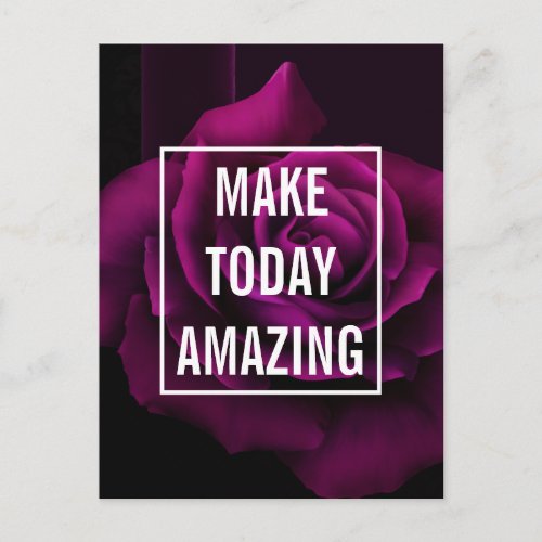 Make today Amazing Purple Rose Inspirational Postcard