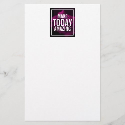 Make today Amazing Purple Rose Inspirational Stationery