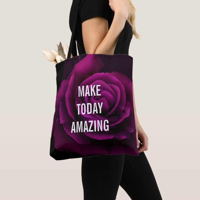 Make today Amazing Purple Rose Inspirational Tote Bag (Close Up)