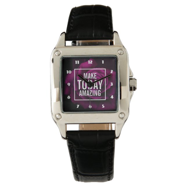 Make today Amazing Purple Rose Inspirational Watch (Front)