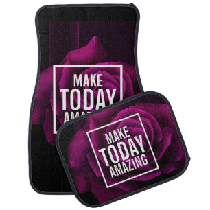 Make Today Amazing Quote - Photo of a Purple Rose Car Floor Mat