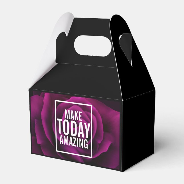 Make Today Amazing Text - Purple Rose Photo Favor Boxes (Front Side)
