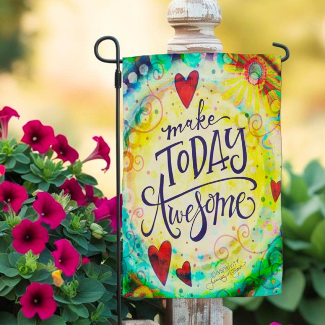 Make Today Awesome Inspirivity Hearts Fun Garden Flag (Creator Uploaded)